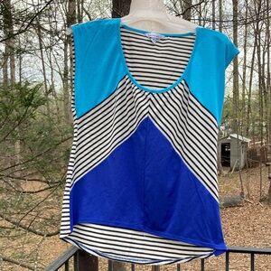 Speechless Blue/Black/white Striped Women's Top sz. M